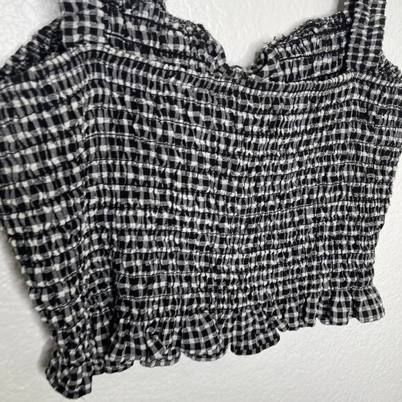 Sienna Sky Womens Top Size L Black White Checkered Smocked Sleeveless Casual - Picture 12 of 12